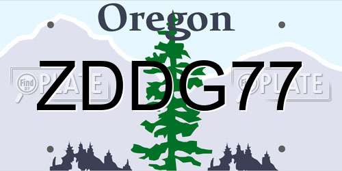 ZDDG77 Oregon License Plate