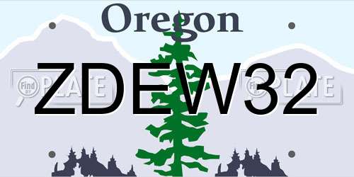 ZDEW32 Oregon License Plate