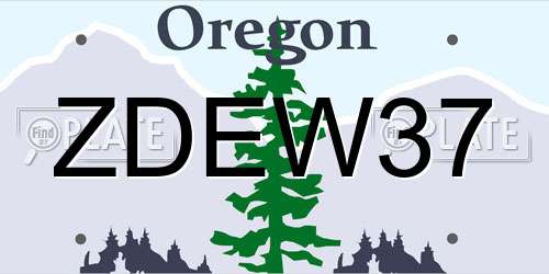 ZDEW37 Oregon License Plate