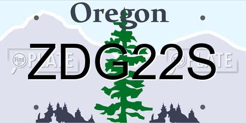 ZDG22S Oregon License Plate