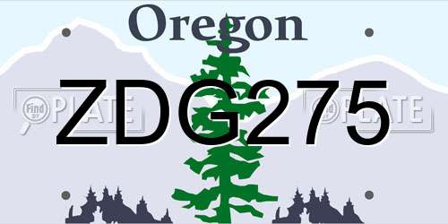 ZDG275 Oregon License Plate