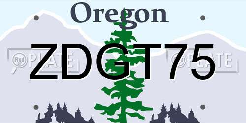 ZDGT75 Oregon License Plate