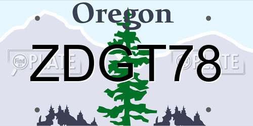 ZDGT78 Oregon License Plate