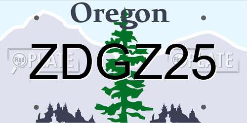 ZDGZ25 Oregon License Plate