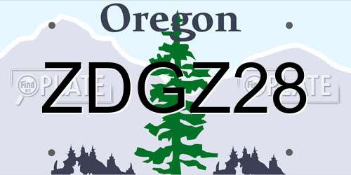 ZDGZ28 Oregon License Plate
