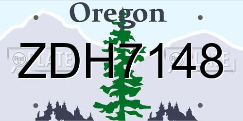 ZDH7148 Oregon License Plate
