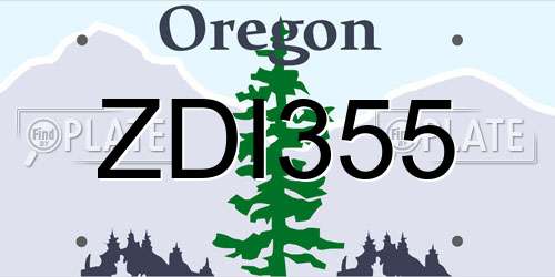 ZDI355 Oregon License Plate