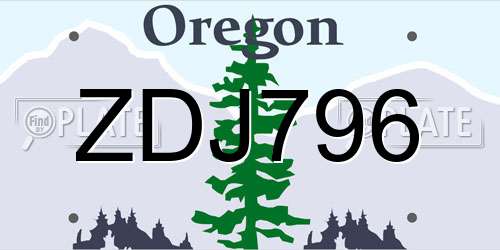 ZDJ796 Oregon License Plate