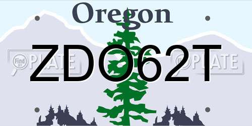 ZDO62T Oregon License Plate
