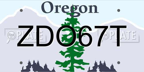 ZDO67T Oregon License Plate