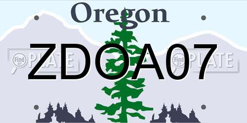 ZDOA07 Oregon License Plate