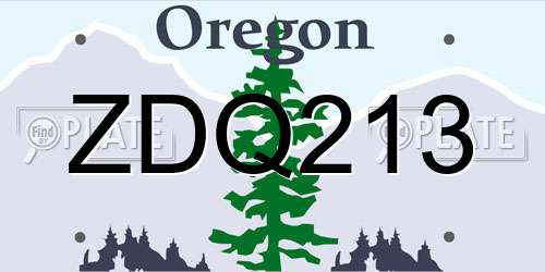 ZDQ213 Oregon License Plate