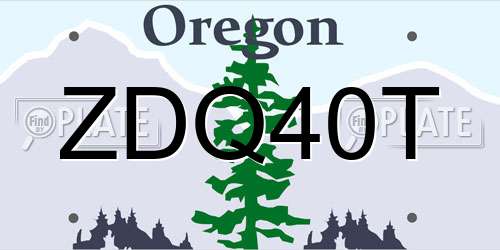 ZDQ40T Oregon License Plate