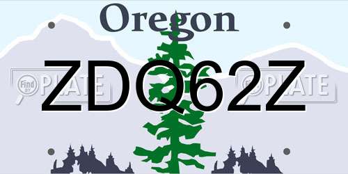 ZDQ62Z Oregon License Plate