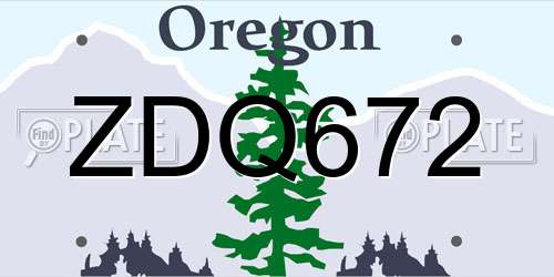 ZDQ672 Oregon License Plate