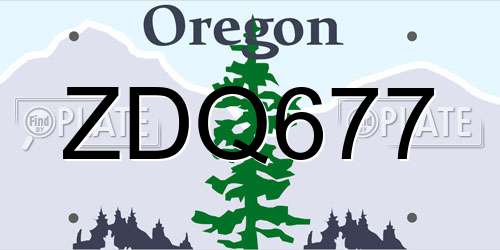 ZDQ677 Oregon License Plate