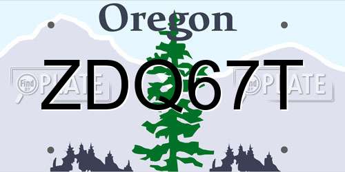 ZDQ67T Oregon License Plate
