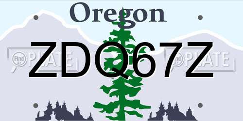 ZDQ67Z Oregon License Plate