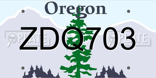 ZDQ703 Oregon License Plate