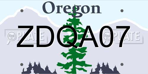 ZDQA07 Oregon License Plate
