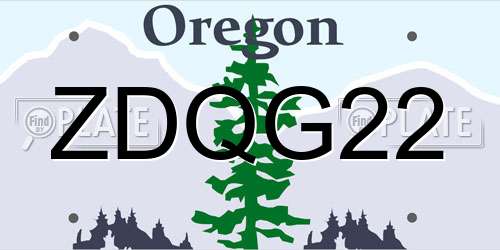 ZDQG22 Oregon License Plate