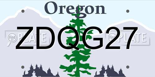 ZDQG27 Oregon License Plate