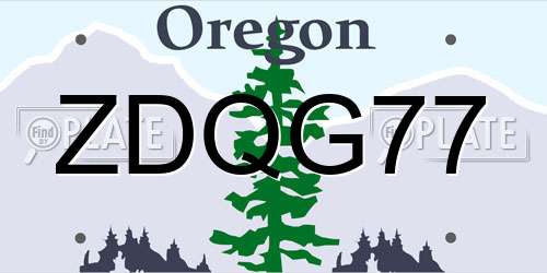 ZDQG77 Oregon License Plate