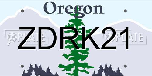ZDRK21 Oregon License Plate