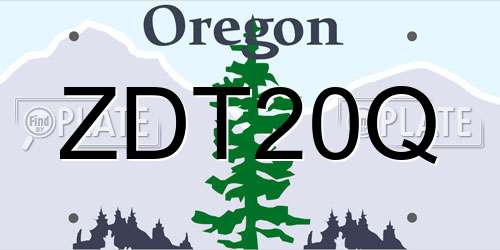 ZDT20Q Oregon License Plate