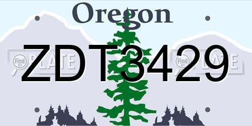 ZDT3429 Oregon License Plate