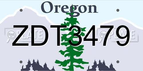 ZDT3479 Oregon License Plate