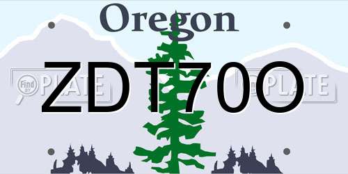 ZDT70O Oregon License Plate
