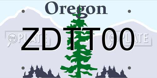 ZDTT00 Oregon License Plate