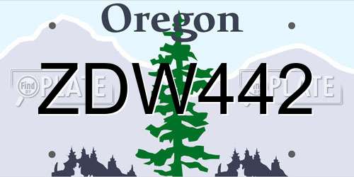 ZDW442 Oregon License Plate