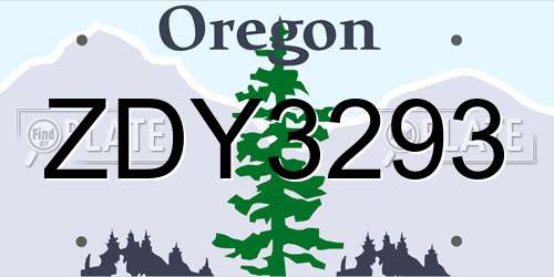 ZDY3293 Oregon License Plate