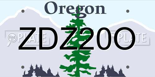 ZDZ20O Oregon License Plate