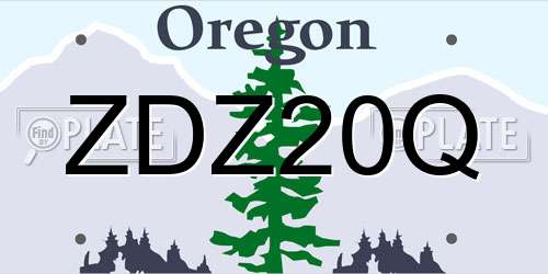 ZDZ20Q Oregon License Plate