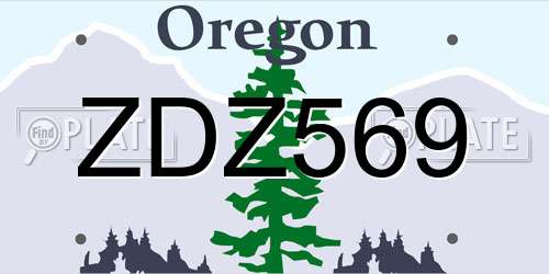 ZDZ569 Oregon License Plate