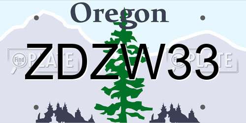 ZDZW33 Oregon License Plate