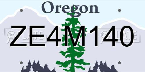 ZE4M140 Oregon License Plate