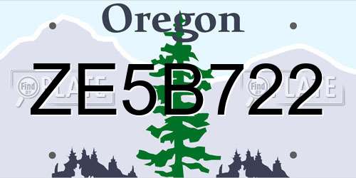 ZE5B722 Oregon License Plate