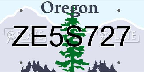 ZE5S727 Oregon License Plate