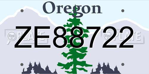 ZE88722 Oregon License Plate