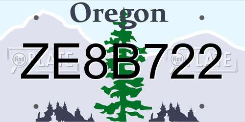 ZE8B722 Oregon License Plate