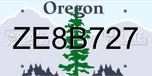 ZE8B727 Oregon License Plate