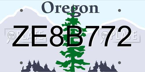 ZE8B772 Oregon License Plate