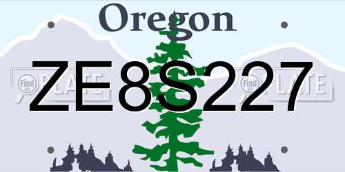 ZE8S227 Oregon License Plate