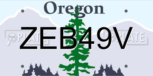 ZEB49V Oregon License Plate