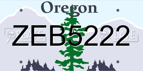 ZEB5222 Oregon License Plate