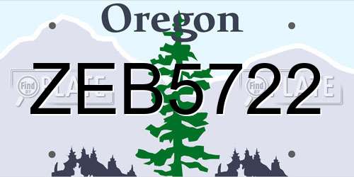 ZEB5722 Oregon License Plate